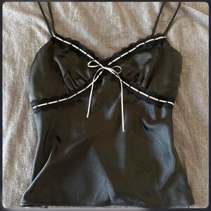 Vici Black Camisole with Lace and Bow